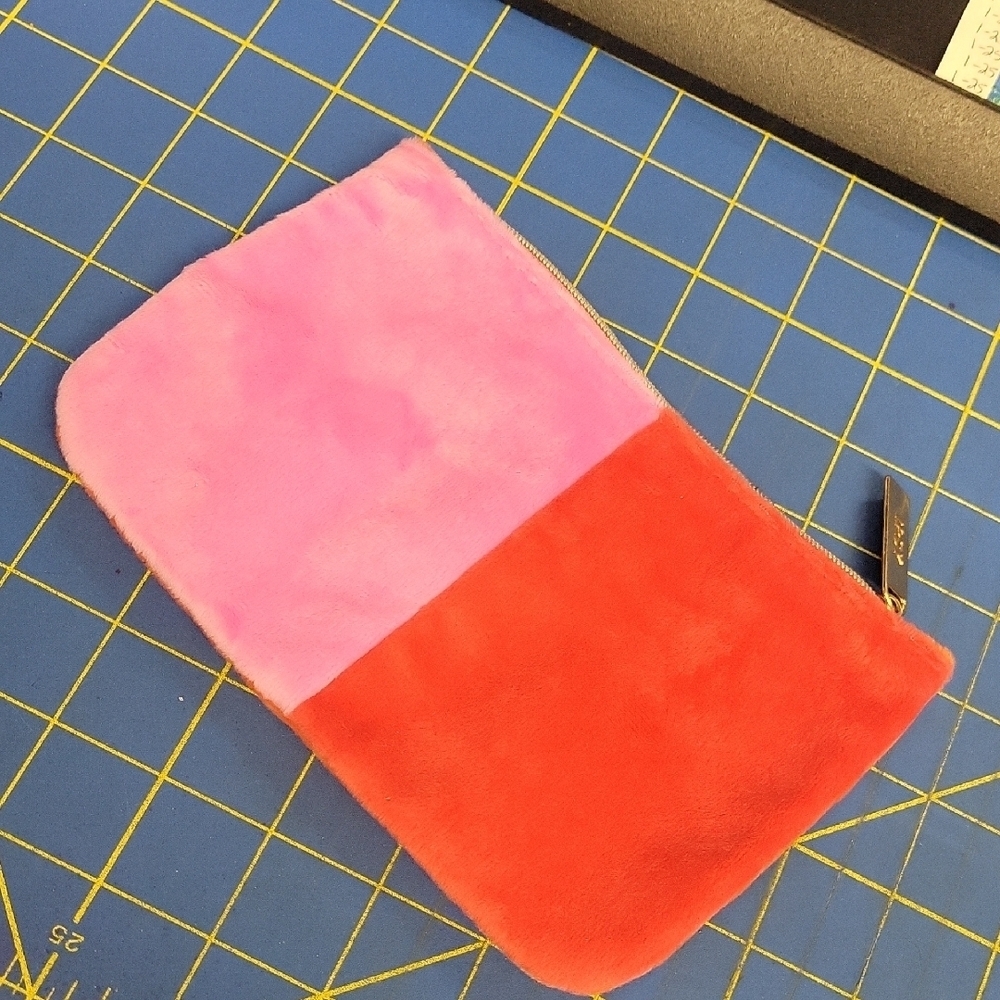 Hooray Colorblock Pink & Red Zipper 8" x 5" Pouch Cosmetic Bag